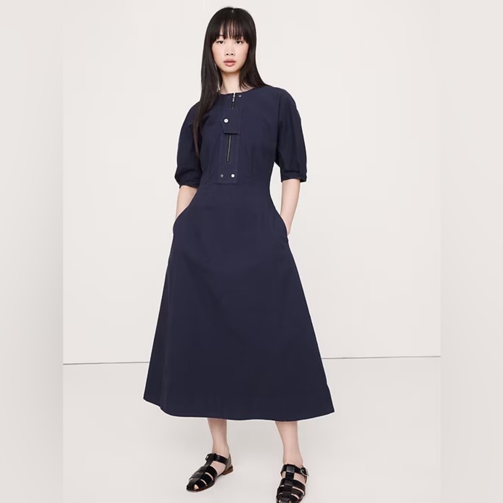 NEW! Banana Republic Stretch-Column Twill Utility Midi Dress - Multiple Sizes 💖